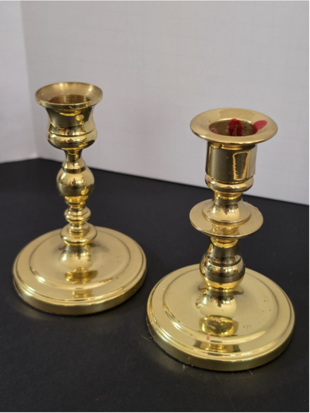 Vintage Baldwin Brass Candlesticks Pair 5" Tall Traditional Round Base Set of 2
